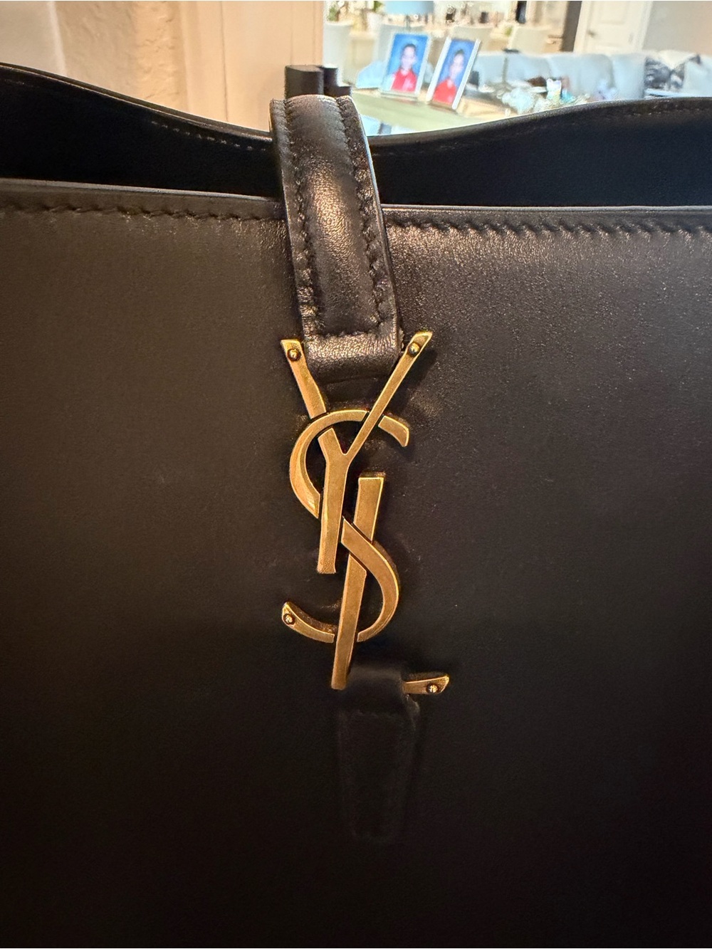 Saint Laurent Black Leather Top-Handle Tote with Gold YSL Hardware - Picture 4 of 13